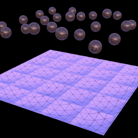 marbles bouncing off elastic cloth