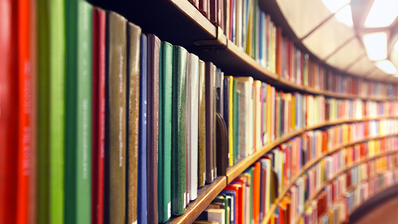 Bookshelf in a library