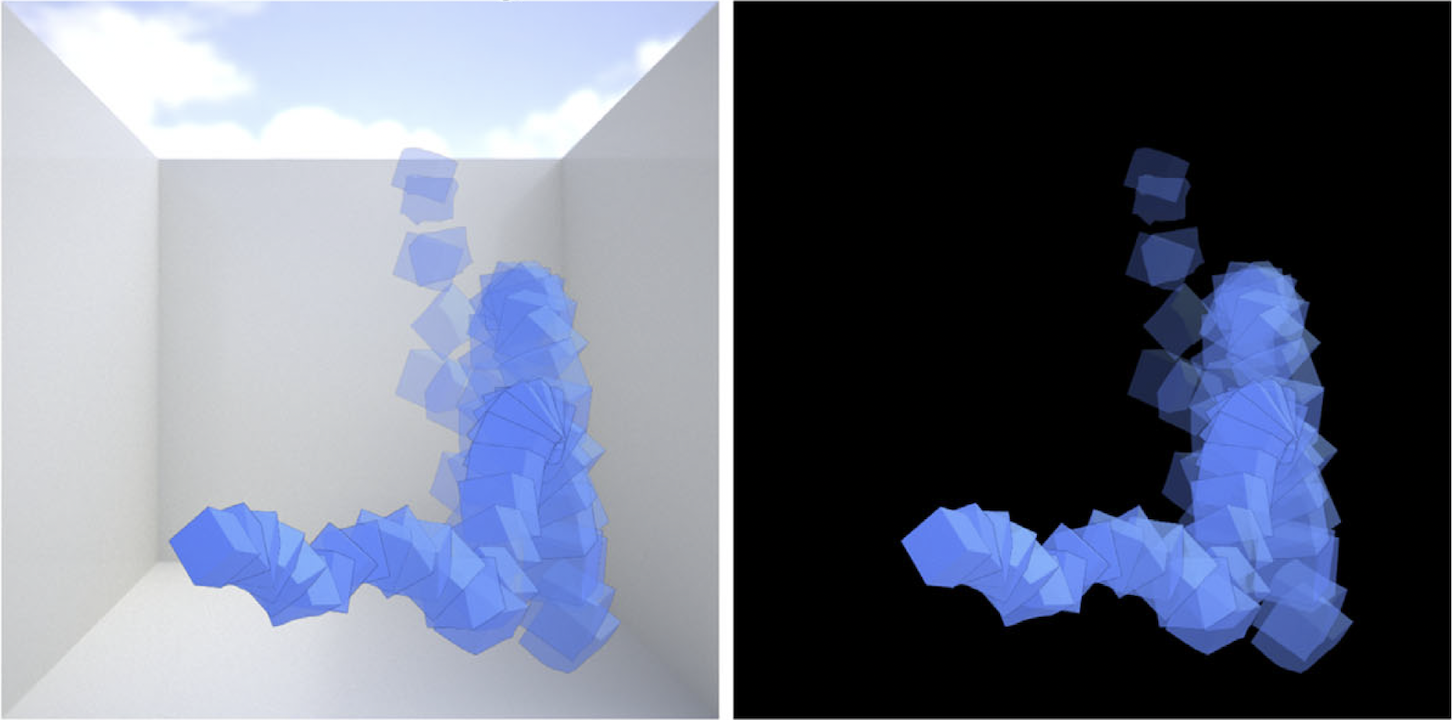 bouncing cube with and without background